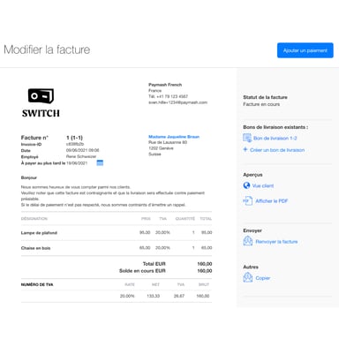 Logiciel de caisse enregistreuse Paymash: factures devis et bons de livraison