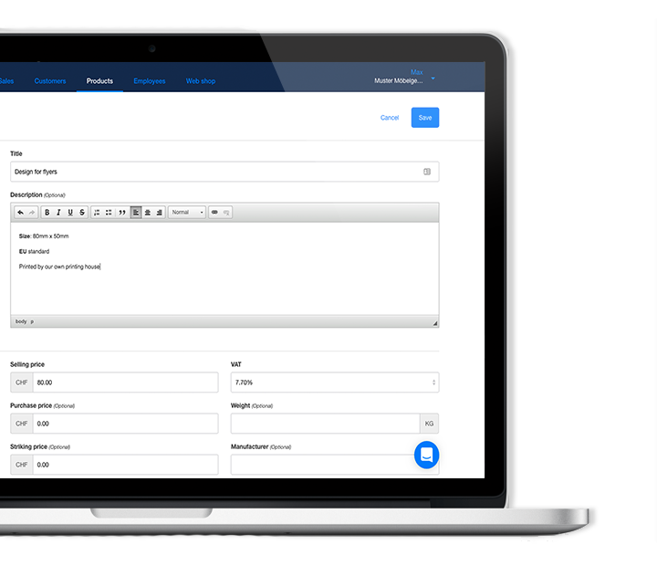 verwalte diensleistungen und produkte online